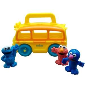 Sesame Street On the Go Yellow School Bus w/3 Figures Playskool 2003